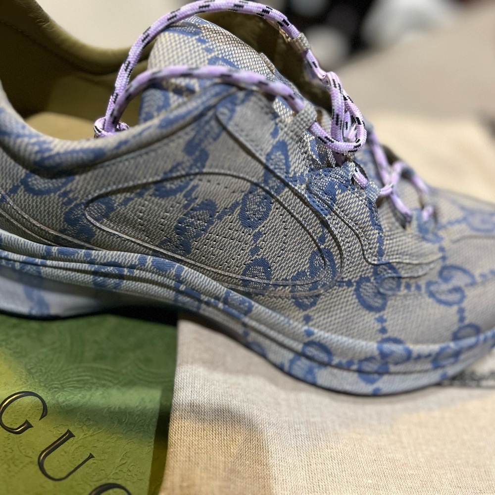 NWT Gucci Blue and Gray Patterned Sneakers Sz8.5 men’s